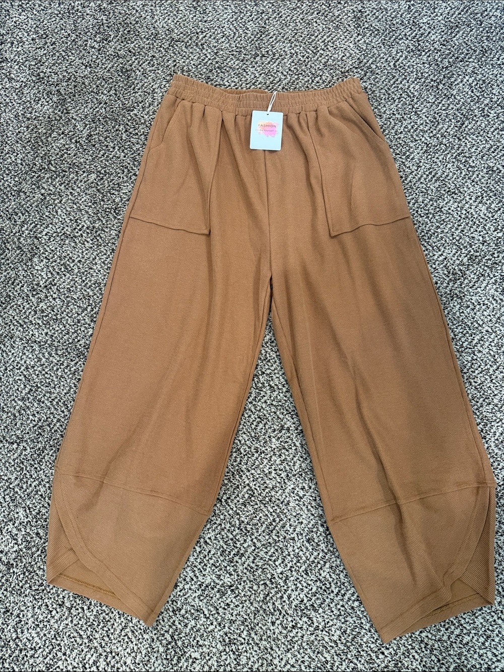 Pull on barrel cut pants